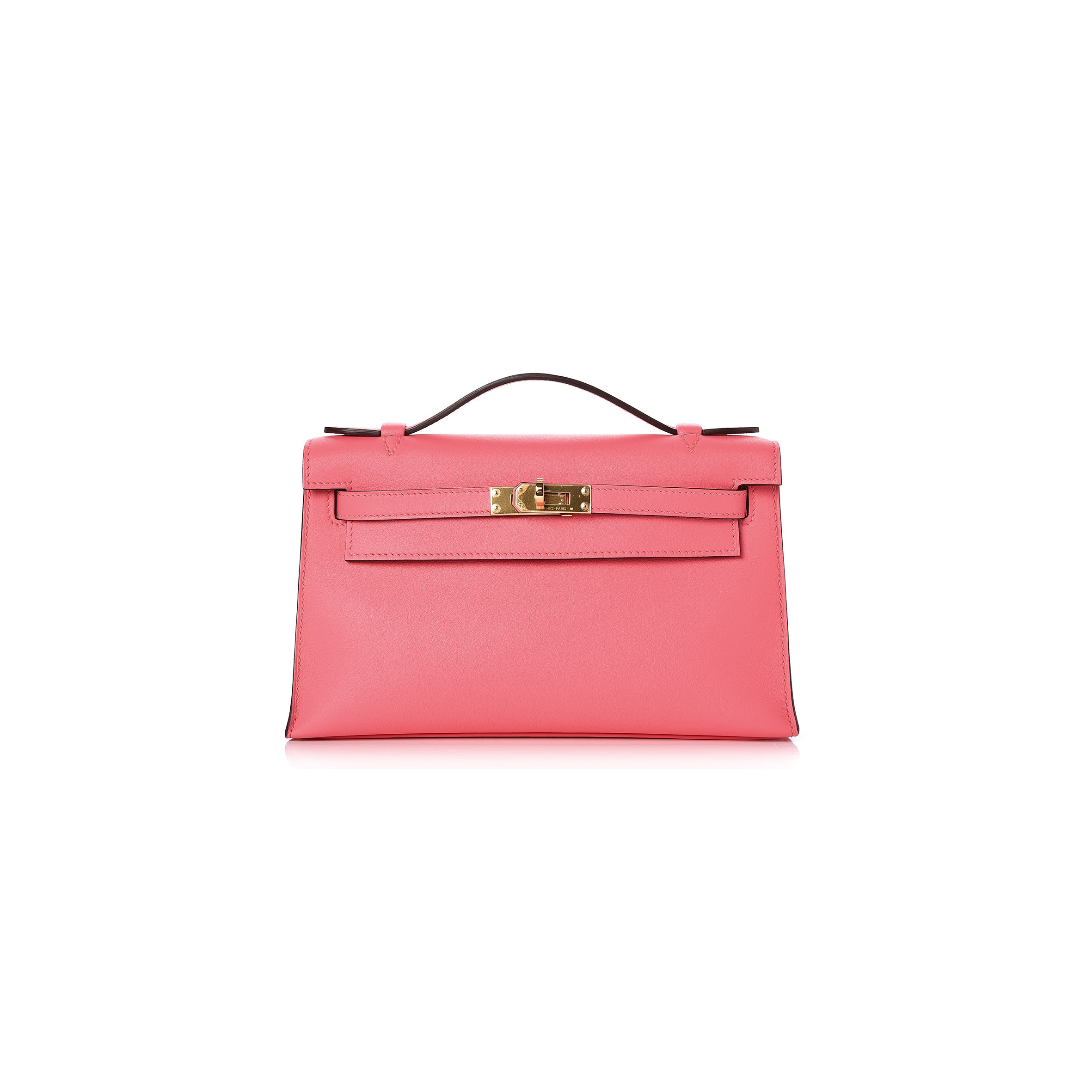 HERMÈS SWIFT KELLY POCHETTE CLUTCH ROSE AZALEE (22*14*7cm) 